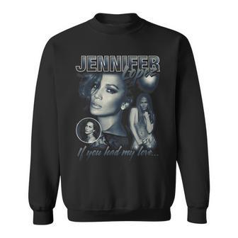 Jennifer Lopez Bootleg Portrait Black Sweatshirt - Seseable