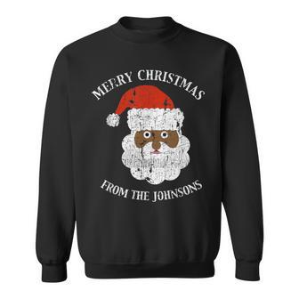 Johnson Family Last Name Surname Santa Merry Christmas Sweatshirt - Seseable