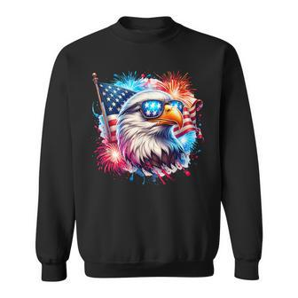 July 4Th Patriotic Bald Eagle Usa American Flag Fireworks Sweatshirt - Monsterry UK