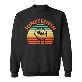 Junenth Raised Fist Vintage Striped Style Sweatshirt - Monsterry CA