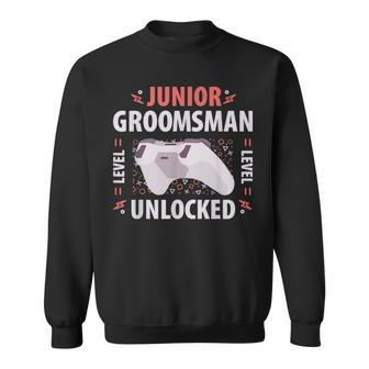 Junior Groomsman Level Unlocked Party Wedding Video Gamer Sweatshirt - Monsterry