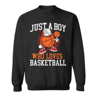 Just A Boy Who Loves Basketball Player Hoops Sweatshirt - Thegiftio UK