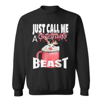Just Call A Christmas Beast With Cute Deer In Cocoa Cup Sweatshirt - Monsterry