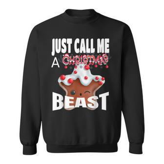 Just Call A Christmas Beast Cute Ginger Bread Star Cookie Sweatshirt - Monsterry DE