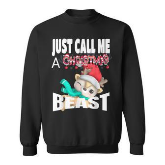 Just Call A Christmas Beast With Cute Little Reindeer Sweatshirt - Monsterry