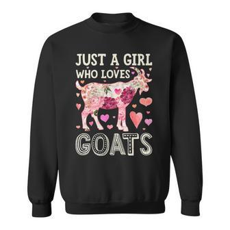 Just A Girl Who Loves Goats Goat Silhouette Flower Sweatshirt | Mazezy