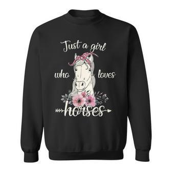 Just A Girl Who Loves Horses Cute Graphic Horse Sweatshirt | Mazezy