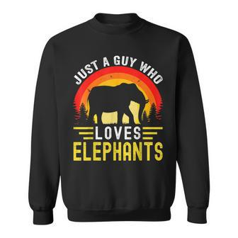 Just A Guy Who Loves Elephants Retro Vintage Elephant Sweatshirt - Thegiftio UK