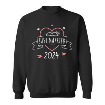 Just Married 2024 With Heart For Wedding And Honeymoon Sweatshirt - Monsterry