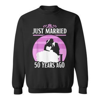 Just Married 50 Years Ago Marriage Wedding Anniversary Cute Sweatshirt - Thegiftio UK