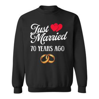 Just Married 70 Years Ago Couple 70Th Anniversary Sweatshirt | Mazezy DE