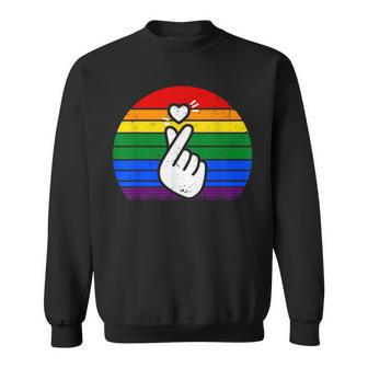 K-Pop Heart Hand Lgbt Gay Pride Retro Vintage Lgbtq Pride Sweatshirt - Monsterry