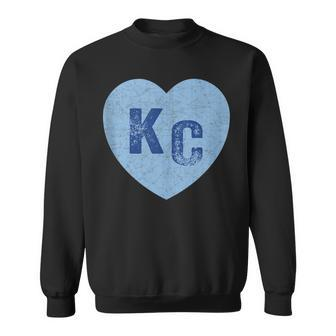 Kansas City Heart Kc Hearts I Love Kc Letters Blue Vintage Sweatshirt - Monsterry