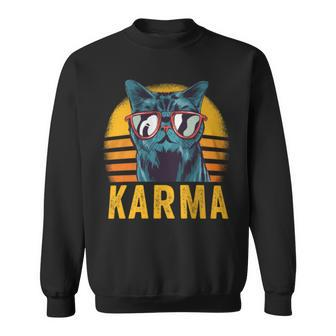 Karma Retro Sunset Cat Lover Cat Sweatshirt - Seseable
