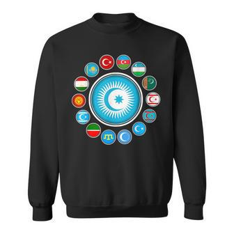 Kasachstan Göktürk Türkei Flagge Schwarzes Sweatshirt, Türkiye Bayrak Design - Seseable