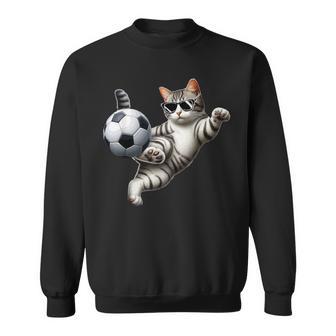 Katzen-Sonnenbrille Spielt Fußball-Kostüm Spielerbesitzer Liebhaber Sweatshirt - Geschenkecke