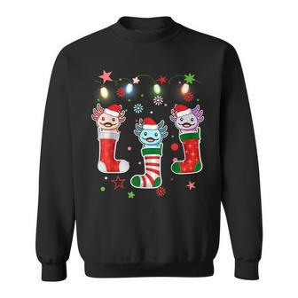 Kawaii Axolotl Christmas Stocking Kid Youth N Pajamas Pjs Sweatshirt - Monsterry