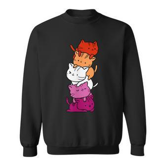 Kawaii Cat Pile Orange Pink Lesbian Pride Sweatshirt - Thegiftio UK