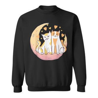 Kawaii Cat Purple Moon Celestial Feline Astrologer Stargazer Sweatshirt - Monsterry