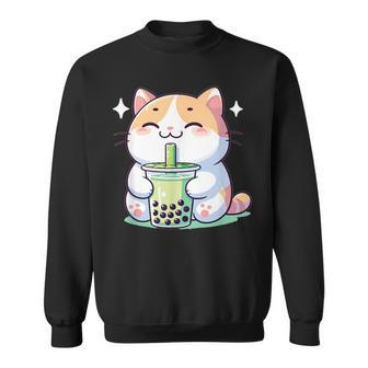 Kawaii Cats Bubble Tea Boba Cat Sweatshirt - Seseable