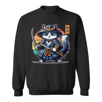 Kawaii Graphic Japanese Anime Manga Samurai Ninja Cat Sweatshirt | Mazezy UK