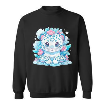 Kawaii Snow Leopard Cub Sweatshirt - Thegiftio UK