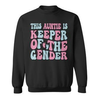 Keeper Of The Gender Auntie Gender Reveal Auntie Baby Shower Sweatshirt - Monsterry DE