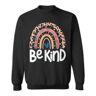 Be Kind Anti Bullying Orange Unity Day Leopard Raibow Sweatshirt - Seseable