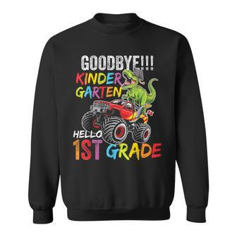Kindergarten Boys Last Day Of School Dinosaur Monster Truck Sweatshirt - Monsterry AU