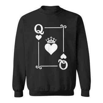 King & Queen Of Hearts Matching Couple Queen Of Hearts Sweatshirt - Monsterry