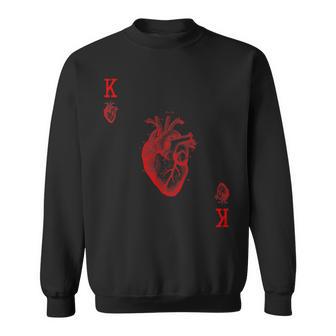 King Of Hearts Vintage Crown Engraving Card Sweatshirt - Monsterry