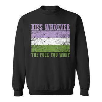 Kiss Whoever The F You Want Genderqueer Pride Flag Lgbtq Sweatshirt - Monsterry DE