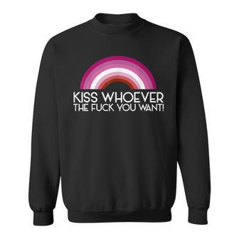Kiss Whoever The F You Want Lesbian Lgbtq Cool Lgbt Sweatshirt - Monsterry