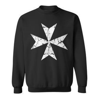 Knights Hospitaller Maltese Cross Distressed Sweatshirt - Monsterry DE