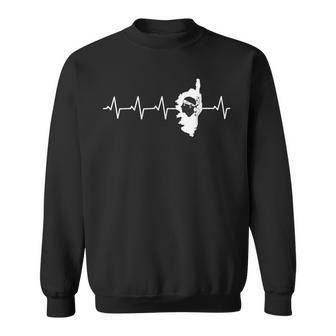 Korsika Corsica Flagge Fahne Heart Ecg Heartbeat Sweatshirt - Seseable