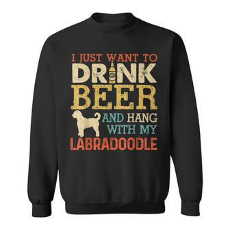 Labradoodle Dad Drink Beer Hang With Dog Vintage Sweatshirt - Monsterry UK