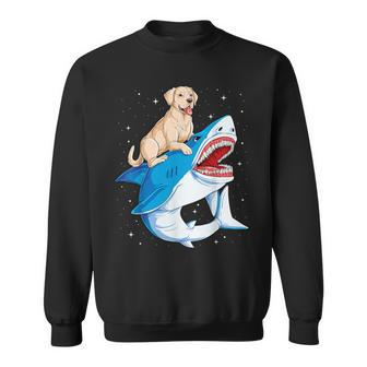 Labrador Riding Shark Jawsome Dog Lover Space Galaxy Sweatshirt - Monsterry