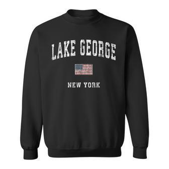 Lake George New York Ny Vintage American Flag Sports Sweatshirt - Monsterry UK