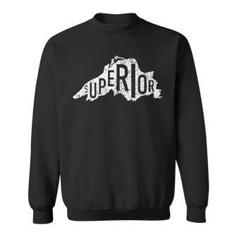 Lake Superior Distressed Outline Sweatshirt - Monsterry