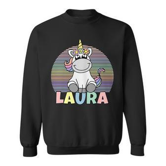 Laura Name Vorname Einhorn Regenbogen Personalisiert Sweatshirt - Seseable