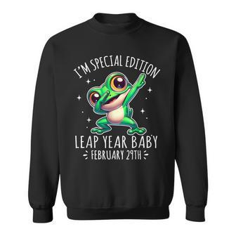 Leap Year Baby Dabbing Frog Leap Day Birthday Boys Girls Sweatshirt - Monsterry