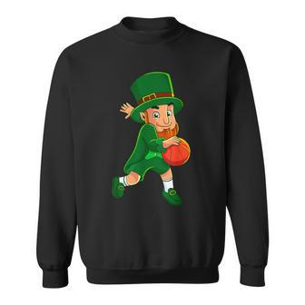 Leprechaun Basketball St Patrick's Day Boys Men Sweatshirt - Monsterry