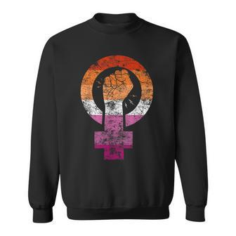 Lesbian Pride Flag Feminist Vintage Lesbian Flag Sweatshirt - Monsterry AU