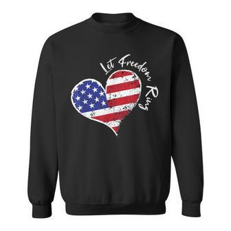 Let Freedom Ring Heart 4Th Of July Patriotic Usa Flag Stars Sweatshirt - Monsterry UK