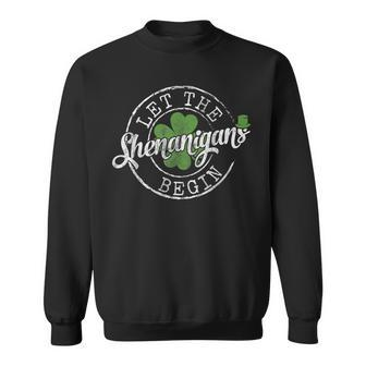 Let The Shenanigans Begin Clovers St Patrick's Day Sweatshirt | Mazezy