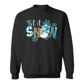 Let It Snow Christmas Snowman Snowflakes Xmas Holiday Pajama Sweatshirt - Seseable