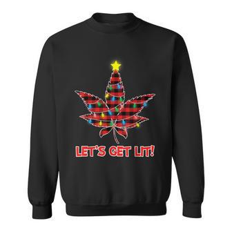 Let's Get Lit Christmas Marijuana Cannabis Weed Ugly Sweatshirt - Monsterry UK