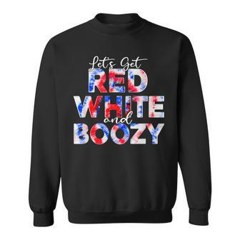 Let's Get Red White And Boozy Tie Dye American Flag July 4Th Sweatshirt - Monsterry