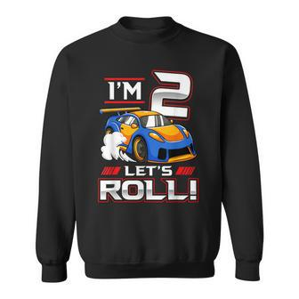 Let's Roll Race Car 2Nd Birthday 2 Year Old Boy Racing Sweatshirt - Monsterry