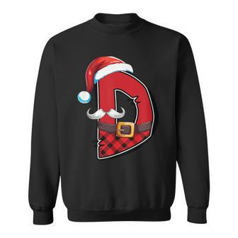 Letter D Initial Name Plaid Santa Hat Christmas Sweatshirt - Seseable